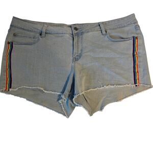 Blackheart Rainbow Pride Denim Shorts 20 Plus Size LGBTQ Low Rise Cutoff